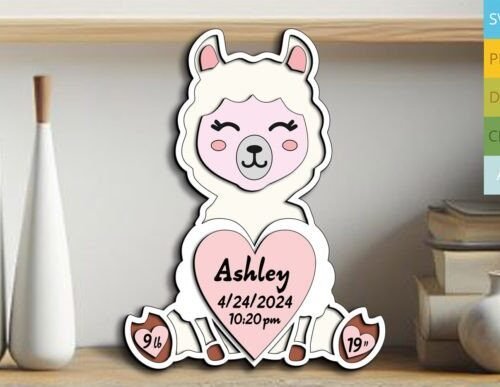 tablero-de-anuncios-de-nacimiento-de-bebe-llama-creativo-digital Tablero De Anuncios De Nacimiento De Bebe Llama Creativo Digital